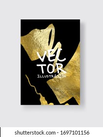 Vector Black and Gold Design Templates for Brochures, Flyers, Mobile Technologies, Applications, Online Services, Typographic Emblems, Logo, Banners and Infographic. Golden Abstract Modern Background.