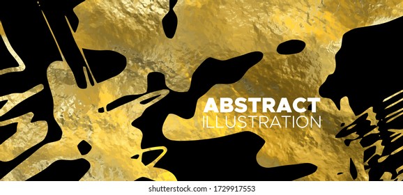 Vector Black and Gold Design Templates for Brochures, Flyers, Mobile Technologies, Applications, Online Services, Typographic Emblems, Logo, Banners and Infographic. Golden Abstract Background.