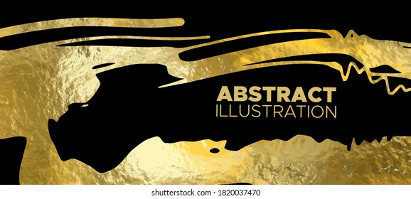 Vector Black and Gold Design Templates for Brochures, Flyers, Mobile Technologies, Applications, Online Services, Typographic Emblems, Logo, Banners and Infographic. Golden Abstract Background.