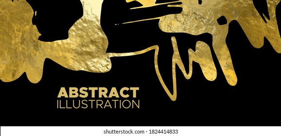 Vector Black and Gold Design Templates for Brochures, Flyers, Mobile Technologies, Applications, Online Services, Typographic Emblems, Logo, Banners and Infographic. Golden Abstract Background.