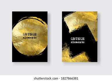 Vector Black and Gold Design Templates set for Brochures, Flyers, Mobile Technologies, Applications, Online Services, Typographic Emblems, Logo, Banners and Infographic. Golden Abstract Background.