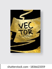 Vektor-Schwarz-Gold-Design-Vorlagen für Broschüren, Flyer, Mobiltechnologie, Anwendungen, Online-Dienste, typografische Embleme, Logo, Banner und Infografiken. Goldener abstrakter, moderner Hintergrund.