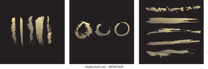 Vector Black and Gold Design Templates set for Brochures, Flyers, Mobile Technologies, Applications, Online Services, Typographic Emblems, Logo, Banners. Golden Abstract Modern Background