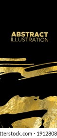 Vector Black and Gold Design Templates for Brochures, Flyers, Mobile Technologies, Applications, Online Services, Typographic Emblems, Logo, Banners and Infographic. Golden Abstract Background.