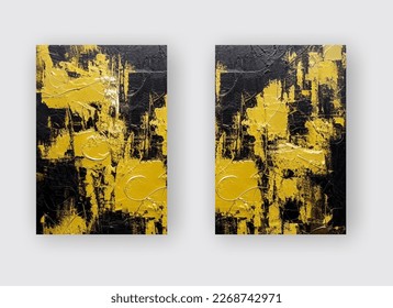 Vector Black and Gold Design Templates set for Brochures, Flyers, Mobile Technologies, Applications, Online Services, Typographic Emblems, Logo, Banners. Golden Abstract Modern Backgro
