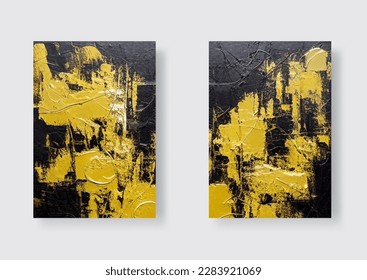 Vector Black and Gold Design Templates set for Brochures, Flyers, Mobile Technologies, Applications, Online Services, Typographic Emblems, Logo, Banners. Golden Abstract Modern Backgro