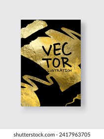 Vector Black and Gold Design Templates for Brochures, Flyers, Mobile Technologies, Applications, Online Services, Typographic Emblems, Logo, Banners and Infographic. Golden Abstract Modern Background.