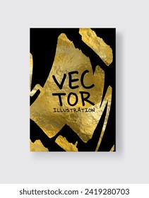 Vector Black and Gold Design Templates for Brochures, Flyers, Mobile Technologies, Applications, Online Services, Typographic Emblems, Logo, Banners and Infographic. Golden Abstract Modern Background.