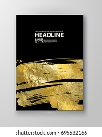 Vector Black and Gold Design Templates for Brochures, Flyers, Mobile Technologies, Applications, Online Services, Typographic Emblems, Logo, Banners and Infographic. Golden Abstract Modern Background.