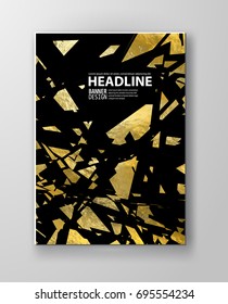 Vector Black and Gold Design Templates for Brochures, Flyers, Mobile Technologies, Applications, Online Services, Typographic Emblems, Logo, Banners and Infographic. Golden Abstract Modern Background.