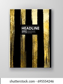 Plantillas de diseño en negro y oro para folletos, volantes, tecnologías móviles, aplicaciones, servicios en línea, emblemas tipográficos, logotipos, banners e infográficos. Fondo De Oro Abstracto Moderno.