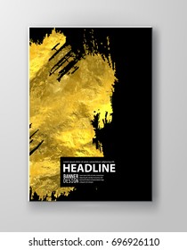 Vector Black and Gold Design Templates for Brochures, Flyers, Mobile Technologies, Applications, Online Services, Typographic Emblems, Logo, Banners and Infographic. Golden Abstract Modern Background.