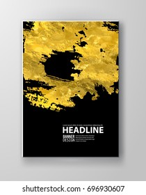 Vector Black and Gold Design Templates for Brochures, Flyers, Mobile Technologies, Applications, Online Services, Typographic Emblems, Logo, Banners and Infographic. Golden Abstract Modern Background.