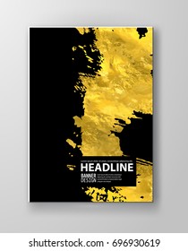 Vector Black and Gold Design Templates for Brochures, Flyers, Mobile Technologies, Applications, Online Services, Typographic Emblems, Logo, Banners and Infographic. Golden Abstract Modern Background.