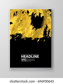 Vector Black and Gold Design Templates for Brochures, Flyers, Mobile Technologies, Applications, Online Services, Typographic Emblems, Logo, Banners and Infographic. Golden Abstract Modern Background.
