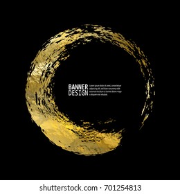 Vector Black and Gold Design Templates for Brochures, Flyers, Mobile Technologies, Applications, Online Services, Typographic Emblems, Logo, Banners and Infographic. Golden Abstract Modern Background.