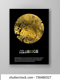 Vector Black and Gold Design Templates for Brochures, Flyers, Mobile Technologies, Applications, Online Services, Typographic Emblems, Logo, Banners and Infographic. Golden Abstract Modern Background.