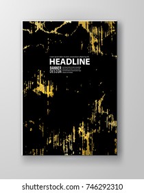 Vector Black and Gold Design Templates for Brochures, Flyers, Mobile Technologies, Applications, Online Services, Typographic Emblems, Logo, Banners and Infographic. Golden Abstract Modern Background.