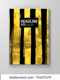 Vector Black and Gold Design Templates for Brochures, Flyers, Mobile Technologies, Applications, Online Services, Typographic Emblems, Logo, Banners and Infographic. Golden Abstract Modern Background.