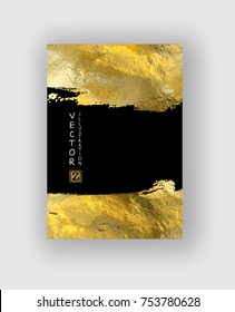 Vector Black and Gold Design Templates for Brochures, Flyers, Mobile Technologies, Applications, Online Services, Typographic Emblems, Logo, Banners and Infographic. Golden Abstract Modern Background.