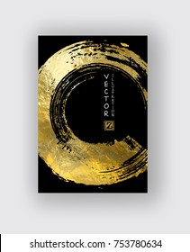 Vector Black and Gold Design Templates for Brochures, Flyers, Mobile Technologies, Applications, Online Services, Typographic Emblems, Logo, Banners and Infographic. Golden Abstract Modern Background.