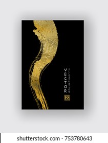 Vector Black and Gold Design Templates for Brochures, Flyers, Mobile Technologies, Applications, Online Services, Typographic Emblems, Logo, Banners and Infographic. Golden Abstract Modern Background.