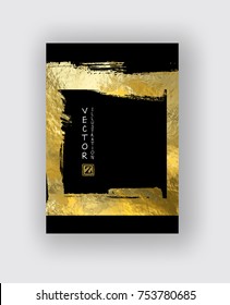 Vector Black and Gold Design Templates for Brochures, Flyers, Mobile Technologies, Applications, Online Services, Typographic Emblems, Logo, Banners and Infographic. Golden Abstract Modern Background.