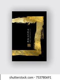 Vector Black and Gold Design Templates for Brochures, Flyers, Mobile Technologies, Applications, Online Services, Typographic Emblems, Logo, Banners and Infographic. Golden Abstract Modern Background.