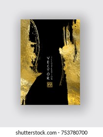 Vector Black and Gold Design Templates for Brochures, Flyers, Mobile Technologies, Applications, Online Services, Typographic Emblems, Logo, Banners and Infographic. Golden Abstract Modern Background.