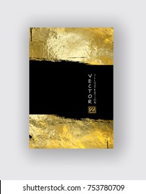 Vector Black and Gold Design Templates for Brochures, Flyers, Mobile Technologies, Applications, Online Services, Typographic Emblems, Logo, Banners and Infographic. Golden Abstract Modern Background.