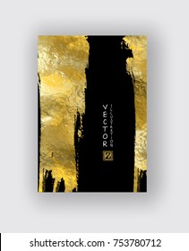 Vector Black and Gold Design Templates for Brochures, Flyers, Mobile Technologies, Applications, Online Services, Typographic Emblems, Logo, Banners and Infographic. Golden Abstract Modern Background.