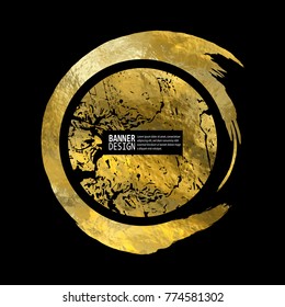 Vector Black and Gold Design Templates for Brochures, Flyers, Mobile Technologies, Applications, Online Services, Typographic Emblems, Logo, Banners and Infographic. Golden Abstract Modern Background.