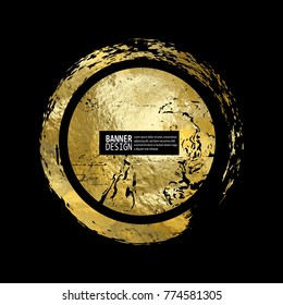 Vector Black and Gold Design Templates for Brochures, Flyers, Mobile Technologies, Applications, Online Services, Typographic Emblems, Logo, Banners and Infographic. Golden Abstract Modern Background.