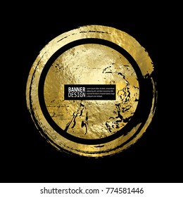 Vector Black and Gold Design Templates for Brochures, Flyers, Mobile Technologies, Applications, Online Services, Typographic Emblems, Logo, Banners and Infographic. Golden Abstract Modern Background.