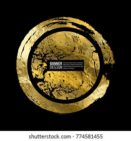 Vector Black and Gold Design Templates for Brochures, Flyers, Mobile Technologies, Applications, Online Services, Typographic Emblems, Logo, Banners and Infographic. Golden Abstract Modern Background.