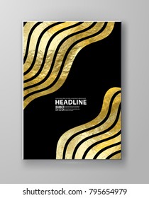 Vector Black and Gold Design Templates for Brochures, Flyers, Mobile Technologies, Applications, Online Services, Typographic Emblems, Logo, Banners and Infographic. Golden Abstract Modern Background.