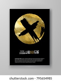 Vector Black and Gold Design Templates for Brochures, Flyers, Mobile Technologies, Applications, Online Services, Typographic Emblems, Logo, Banners and Infographic. Golden Abstract Modern Background.