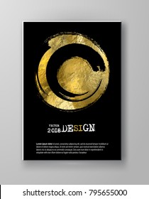 Vector Black and Gold Design Templates for Brochures, Flyers, Mobile Technologies, Applications, Online Services, Typographic Emblems, Logo, Banners and Infographic. Golden Abstract Modern Background.
