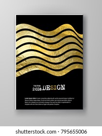 Vector Black and Gold Design Templates for Brochures, Flyers, Mobile Technologies, Applications, Online Services, Typographic Emblems, Logo, Banners and Infographic. Golden Abstract Modern Background.