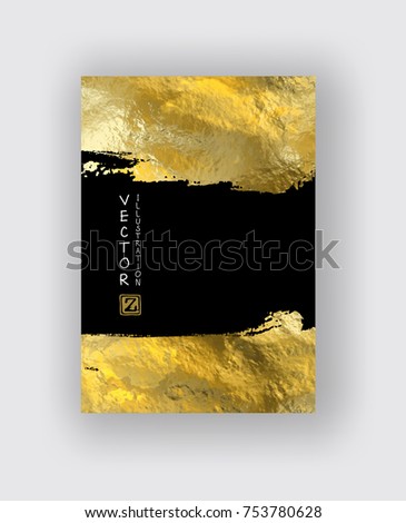 Vector Black and Gold Design Templates for Brochures, Flyers, Mobile Technologies, Applications, Online Services, Typographic Emblems, Logo, Banners and Infographic. Golden Abstract Modern Background.