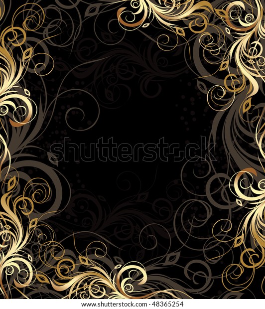 Vector Black Gold Floral Background Pattern Stock Vector Royalty Free 48365254