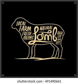 Vector black and gold lamb meat label