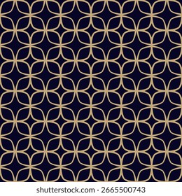 Adorno lineal de Vector negro y oro. Abstractas patrón geométrico sin fisuras con rejilla de contorno, diamantes, red, textura de celosía. Fondo dorado simple. Diseño repetido de lujo para la decoración, impresión, abrigo