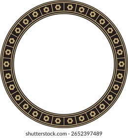 Vetor preto e ouro ornamento gótico redondo. Círculo europeu medieval, anel, fronteira. Padrão clássico dos alemães, anglos, saxões, francos.
