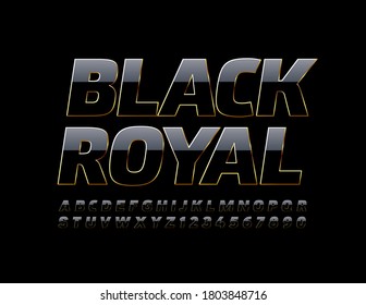Fonte Vetor Black and Gold Royal. Alfabeto elegante de luxo. Classy chic Letras e Números definir