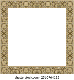 Vector black and gold square gothic ornament. Medieval European rectangle, border. Classic pattern of the Germans, Angles, Saxons, Franks.
