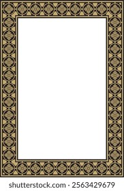 Vector black and gold square gothic ornament. Medieval European rectangle, border. Classic pattern of the Germans, Angles, Saxons, Franks.
