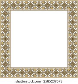 Vector black and gold square gothic ornament. Medieval European rectangle, border. Classic pattern of the Germans, Angles, Saxons, Franks.
