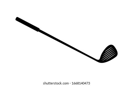 Vector black golf club icon. Game equipment. Professional sport, classic golf club for official competitions and tournaments. Isolated illustration.
