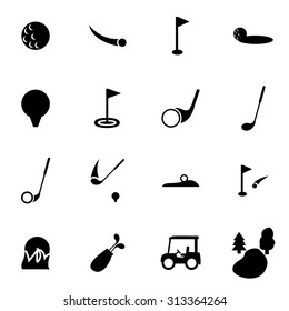 Vector black golf icon set.